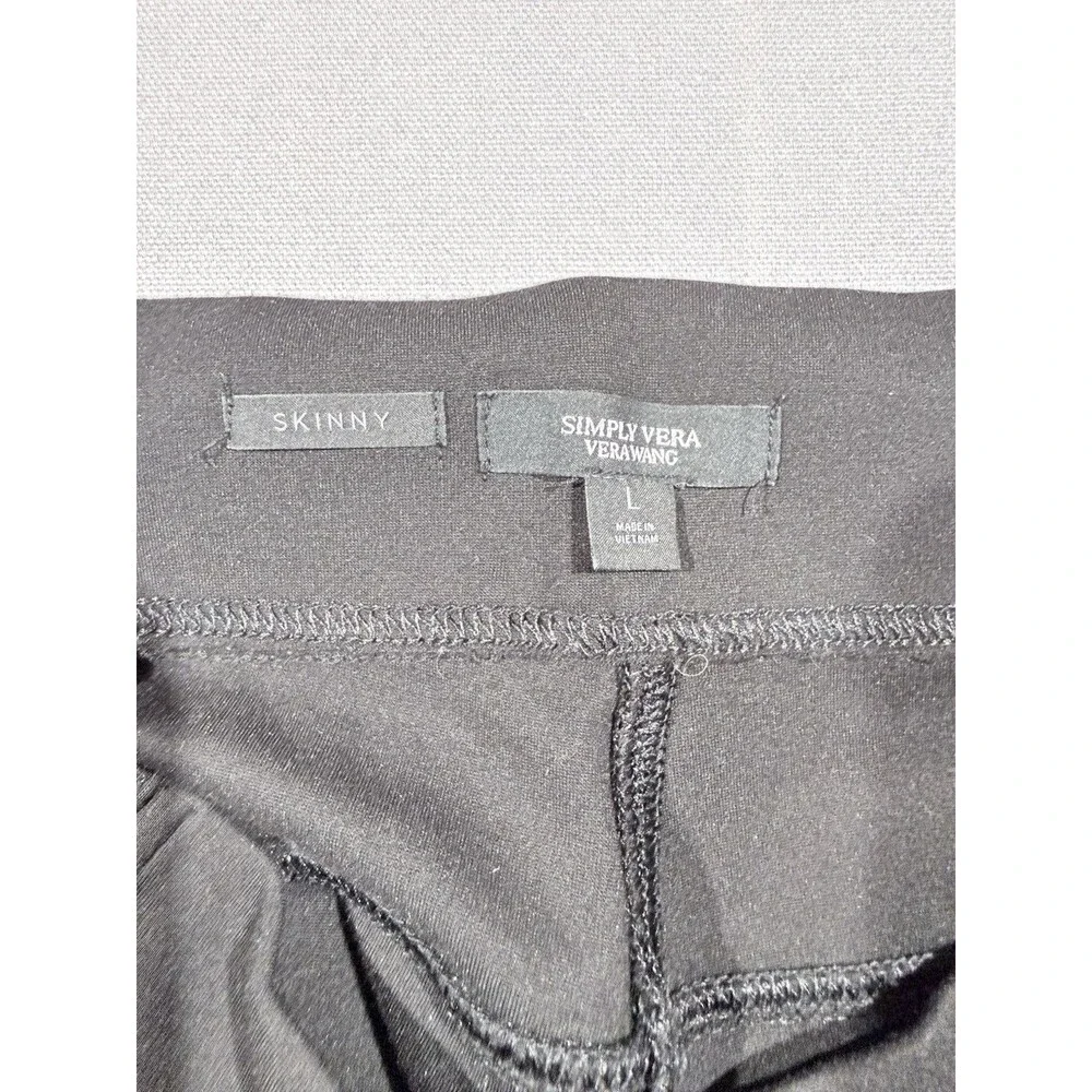 Simply Vera Women's VeraWang Skinny Stretch Pants Size Large Black